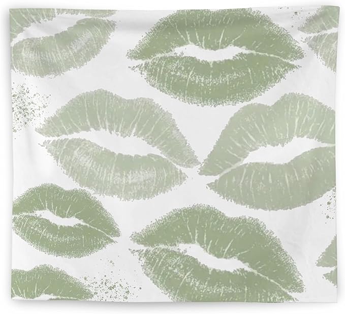 WNAGT Trendy Black and White Kiss Lips Tapestry Wall Hanging, Funky Makeup Wall Decor, Fashion Aesthetic Wall Blanket Decor for Girls Room College Dorm Makeup Room Beauty Room, 50x60 Inch