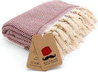 Bazaar Anatolia Turkish Beach Towel – 100% Cotton, Quick Dry, Sand Free Towel for Bathroom, Camping, Travel, Burgundy – Oversized 71x39 Inches – Diamond Maroon