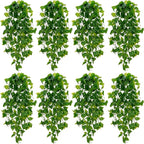 BLEUM CADE Fake Hanging Plants, 8pcs Artificial Pothos Vines Greenery for Wall Home Living Room Office Indoor Outdoor Decor (No Baskets)