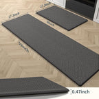 Mattitude Kitchen Mat 2PCS Kitchen Rugs Cushioned Anti-Fatigue Rug Waterproof Standing Desk Mat Kitchen Mats for Floor Kitchen Rug Set for Kitchen, Sink, Office 17.3"×30"+17.3"×59"-0.47inch Dark Grey