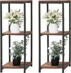 CASIMR Plant Stand for Indoor, Tall Metal Shelf with Square Wooden Board, 3 Tier Display Rack for Multiple Plants, 32 Inch Tiered Flower Pot Holder for Corner Living Room Balcony Garden Patio,