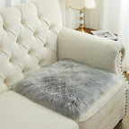 Softlife Grey Faux Fur Sheepskin Chair Cover Seat Cushion Pad Super Soft Area Rugs for Living Bedroom Sofa Dorm (1.6ft x 1.6ft)