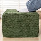 20x20x14 Inches Fluffy Square Pouf Ottoman - Plush Furry Boneless Ottoman Foot Rest Stool with High-Density Foam, Versatile Floor Seating for Living Room (Forest Green)