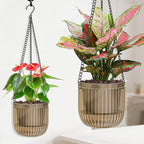 Halatool 2 Pack Hanging Planters Indoor Plant Pots, 6.5" & 8.3" Self Watering Hanging Basket Flower Pot, Translucent Plant Hanger with Drainage Holes for Garden Home Wall Decor (Starry Gray)