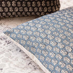 Foindtower Set of 2 Decorative Neutral Floral Print Throw Pillow Covers Vintage Accent Farmhouse Cushion Covers Boho Home Decor for Sofa Couch Chair Bedroom Living Room,22×22 Inch,Dusty Blue