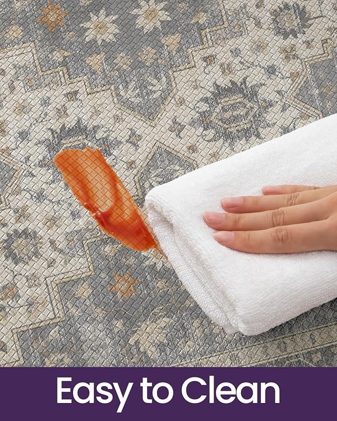 DEXI Kitchen Floor Mats Anti Fatigue, 23x59 Large Cushioned Vintage Runner Rug Waterproof, Standing Comfort Memory Foam Padded for Front Sink Laundry Office, Dark Grey