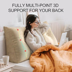 WOWMAX Headboard Pillow – King Size Reading Wedge Backrest for Bed, Handmade Firm Support Bolster Cushion with Removable Cover, Jacquard Satin Fabric 100% Pure Cotton, Light Beige