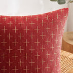 MIULEE Pack of 2 Christmas Decorative Burlap Linen Throw Pillow Covers Modern Farmhouse Pillowcase Rustic Woven Textured Cushion Cover for Sofa Couch Bed 12x20 Inch Christmas Red