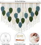 KHOYIME Macrame Wall Hanging Large Boho Home Decor, Bohemian Leaves Tapestry Modern Handmade Yarn Woven Feather Leaf Chic Wall Art Decorations for Bedroom Living Room Nursery Backdrop 51.5"W X 33.5"L