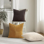 Topfinel Fall Vintage Brown Pillow Covers Set of 4,Velvet Gold Brown Cushion Covers with Corduroy,Soft Accent Pillowcases for Couch,Bed,Living Room and Outdoor Home Decor 24×24 Inch