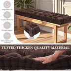 Geelin 48x18 Inch Bench Cushions for Indoor Furniture Chenille Velvet Brown Button Tufted Thicken Seat Pad Mat with Memory Foam, Window Floor Sofa Chair Cushion for Living Room Patio Porch Swing