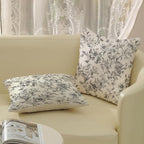 Black and Cream Pillow Covers 20x20 Set of 2 Vintage Floral Chinoiserie Throw Pillows Rustic Toile Flower Decorative Pillow Cases Outdoor Chinoiserie Decor Linen Cushion Case for Couch Sofa