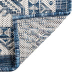 Rugs.com Outdoor Aztec Collection Rug – 10' x 14' Blue Flatweave Rug Perfect for Living Rooms, Large Dining Rooms, Open Floorplans