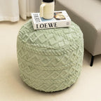 Round Stuffed Pouf Ottoman for Foot Rest, Faux Fur Poufs with Foam Chunk Filling, Storage Ottoman Pouf Foot Stool Cushion, 20 X 15 InchFloor Poufs Foot Rest for Living Room Bedroom Home Decor (Green)