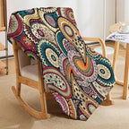 Indian Boho Throw Blanket Mandala Design Colorful Bohemian Floral Paisley Blanket for Sofa Bed Couch Chair Or Dorm 60"x80"
