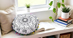 CRAFT KALA 22" Bohemian Floor Pillow Pouf Cover Mandala Boho Large Round Meditation Room Pillow Covers for Adults Seating Poufs Cushion Cover for Kids Playroom Black Zodiac