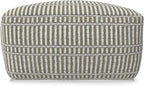 SIMPLIHOME Safford Square Pouf - 20 inch Wide Upholstered PET Polyester Ottoman in Natural/Travertine/White, Boho Indoor/Outdoor Footstool or Extra Seating for Living Room or Bedroom, Assembled
