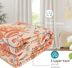 Boho Throw Blanket for Bed - 100% Pure Cotton Ultra Soft Rustic Quilt - Farmhouse Decor Bed Blankets, All Season Rustic Throw for Sofa Couch Chair(60''×80'', Floral)