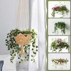 Macrame Plant Hangers Indoor - 2 Packs Hanging Planters for Indoor Plants Boho Plant Hangers Hanging Plant Holder for Boho Home Decor Made of Jute with 2 Hooks