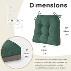 AddGrace Chair Cushions for Dining Chairs Set of 4 Kitchen Seat Cushions with Ties and Non Slip Backing Tufted Indoor Seat Pad for Kitchen Dining Room 18" x 17" x 3" Dark Green
