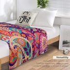 Boho Paisley Floral Throw Blanket Mandala Indian Bohemian Colorful Flowers Blanket for Sofa Bed Couch Chair Or Dorm 50"x60"