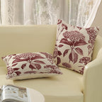 Burgundy Red Pillow Covers 18x18 Set of 2 Vintage Boho Floral Hydrangea Herbs Botanical Throw Pillows Outdoor Flower Decoration Pillowcase Linen Farmhouse Cushion Case Decor for Couch Sofa