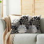 Black White Grey Gray Pillow Covers 22X22 Inch Set of 2, Modern Dahlia Floral Print Decorative Throw Pillow Covers Outdoor Farmhouse Cushion Case for Home Couch Sofa Bed Decoration