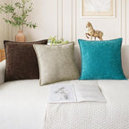 CaliTime Throw Pillow Covers Decorative 12 X 20 Inches Pack of 2 Cotton Thread Stitching Edges Solid Dyed Soft Chenille Cushion Cases for Couch Sofa Bed Living Room Farmhouse Coffee