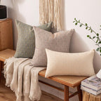 MIULEE Pack of 2 Decorative Burlap Linen Spring Throw Pillow Covers Modern Farmhouse Pillowcase Rustic Woven Textured Cushion Cover for Sofa Couch Bed 20x20 Inch Tan
