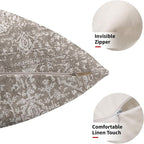 Taupe Gray Ethnic Boho Throw Pillow Covers 24x24 Inch Decorative Square Bohemian Carpet Pattern Vintage Pillow Cases Grey Floral Cushion Covers Farmhouse Home Decor For Sofa Couch Outdoor Set of 2