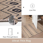 Tangsoo Modern Boho Easy Jute Rug 4x6,Non-Slip Ultra Thin Washable Rug for Patio Farmhouse Non Shedding Indoor Door Mat for Porch Patio Bedroom Living Room