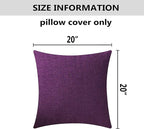 Home Brilliant Purple Pillow Covers Burlap Solid Linen European Throw Pillow for Bench Sofa Bed, 20x20(50x50cm)