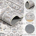2'x6' Washable Runner Rug Utral Soft Lightweight Vintage Boho Distressed Non-Slip Backing,Low Pile Stain Resistant Farmhouse Rug for High-Traffic Hallway, Kitchen & Laundry