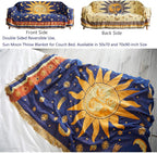 Erke 70" x 90" Sun and Moon Blanket Celestial Couch Sheet Cover Witchy Hippy Home Decoration, Double Sided Cotton Woven Hippie Throws Wicca Blankets for Couch Bed Recliner Decor - Yellow/Blue