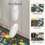 GENIMO Kitchen Mats for Floor 2PCS, Cushioned Kitchen Rugs Non Slip Washable, Farmhouse Anti Fatigue Mat Waterproof, Comfort Standing Mat Rug for Office, Home, Laundry, Sink, 20"x48"+20"x32", Black