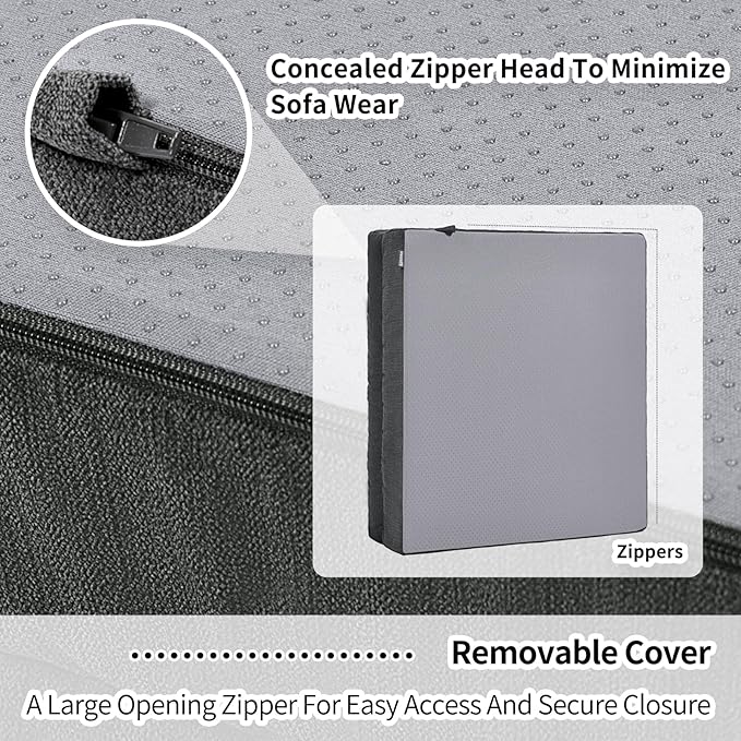 HAVARGO Recliner Cushions for Elderly with Lumbar Support, Patent Design 20x20x5 Inch Thick Chair Cushion Soft Tufted Dual Layer Booster Seat Cushions for Seniors Recliner Risers Gray 1 Set