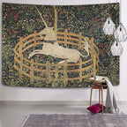 Semtomn Tapestry Artwork Wall Hanging Medieval Vintage Hunting Unicorn Captivity 60x80 Inches Home Decor Tapestries Mattress Tablecloth Curtain Print