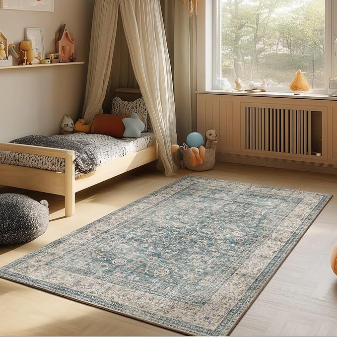 Machine Washable Entryway Throw Rug: Door Mat Indoor Entrance 4x6 Rug Boho Small Area Rug Non-Slip Low Pile Kitchen Rug for Front Door Indoor Entrance Entry Kids Room