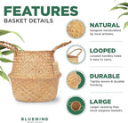 Blueming Home Olive Tree Basket – Wicker Seagrass Planter for Tall Indoor Fake Plants, Decorative Rattan Basket for Houseplants, Snake Plant, Monstera, 7-8 Inch Pots (Original, Medium)