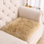 Softlife Camel Faux Fur Sheepskin Chair Cover 2 PCs Seat Cushion Pad Super Soft Area Rugs for Living Bedroom Sofa Dorm (1.6ft x 1.6ft)