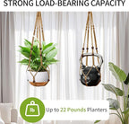 Macrame Plant Hanger - Fits 4 to 13 inches Pots for Indoor Outdoor, 35 Inch, Set of 2, Brown (POTS NOT Included)
