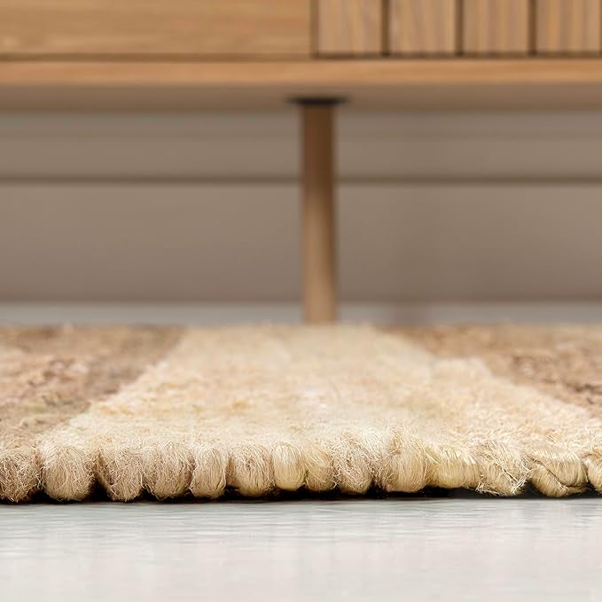 JONATHAN Y Jayden Woven Jute Stripe Natural/Bleach Indoor Area Rug, 5x8, Rustic, Farmhouse, Traditional, Lodge, Easy-Cleaning for Living Room, Bedroom, Kitchen, Non-Shedding (NRF202C-5)