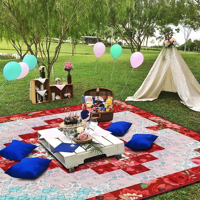 Extra Large Picnic Blankets Waterproof Foldable (80 "x 80") Beach Blanket Waterproof Sandproof,3-Layer Thicking Mat Outdoor Packable Camping Blanket