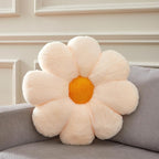 Large 21.6" Peach Flower Pillow Floor Pillow & Office Chair Cushion – Faux Rabbit Fur Plush Decorative Pillow, Comfortable Gift for Girls Adults