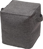 QILLOWAY Indoor/Outdoor Inflatable Stool, Ottoman Pouf Cube 16",All Weather Foot Rest for Camping or Home (Charcoal Grey/Black)