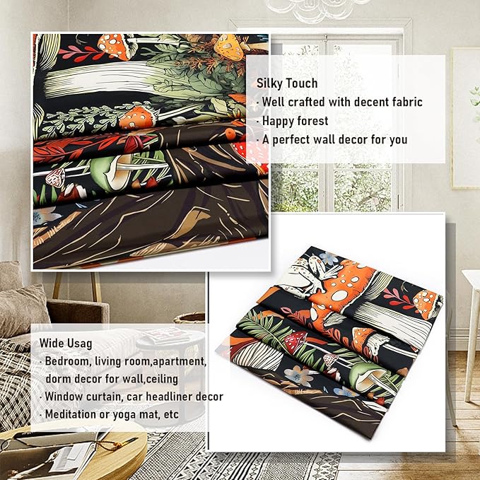 Amonercvita Skull Tapestry Vintage Mushroom Tapestries Aesthetic Sun Tapestry Floral Skeleton Wall Hanging Tapestries Jungle Plants Wall Decor for Bedroom