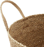 Casafield Set of 3 Braided Seagrass Baskets with Jute Handles - Natural, Woven Storage Basket Planters, Boho Decor for Entryway, Living Room, Bedroom