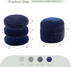 HIGOGOGO Pouf Ottoman Stuffed Round Modern Foam Filled Foot Rest Poufs 20 X 18 Inches Modular Ottomans Separated Into Floor Cushions for Living Room Chair Decorative Stool, Navy