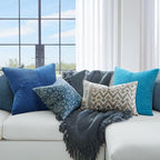Topfinel Light Blue Decorative Throw Pillow Covers,20x20 Pillow Covers Set of 4 with Striped Corduroy,Boho Soft Accent Cushion Covers for Couch,Bed,Living Room Home Decor