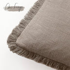 Foindtower Set of 2 Decorative Linen Fringe Lumbar Throw Pillow Covers Boho Farmhouse Cushion Cover with Tassels Soft Accent Pillowcase for Couch Sofa Bed Living Room Home Decor,12×24 Inch,Brown Tan